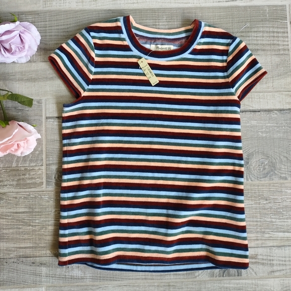 Madewell Stripe Velour Tee - Picture 2 of 11